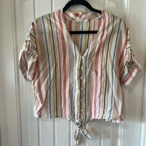 Ellison Button Down, Tie Crop Top
